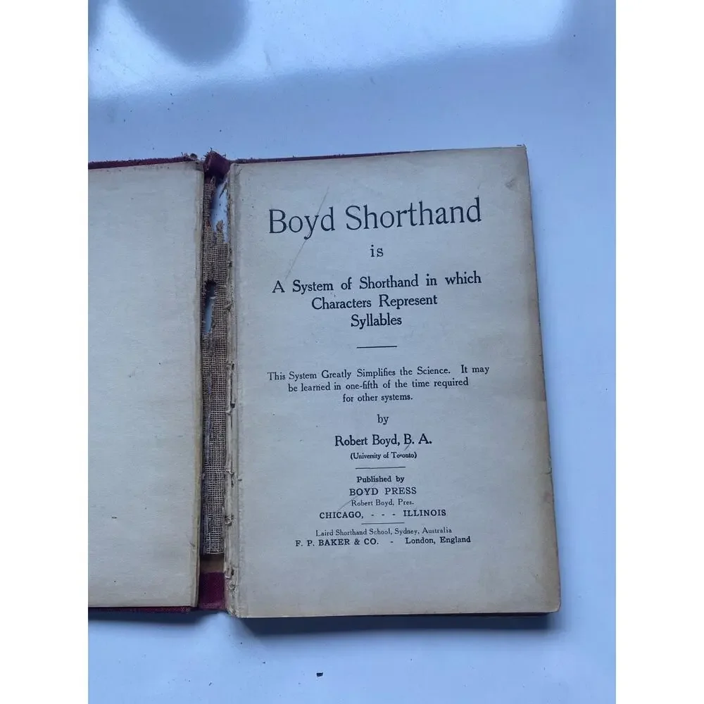 Robert BOYD Shorthand Instructor 1912 Vintage Antique Book